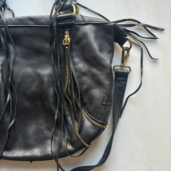 Linea Pelle Leather Tassel Bag in Black - Picture 3 of 11